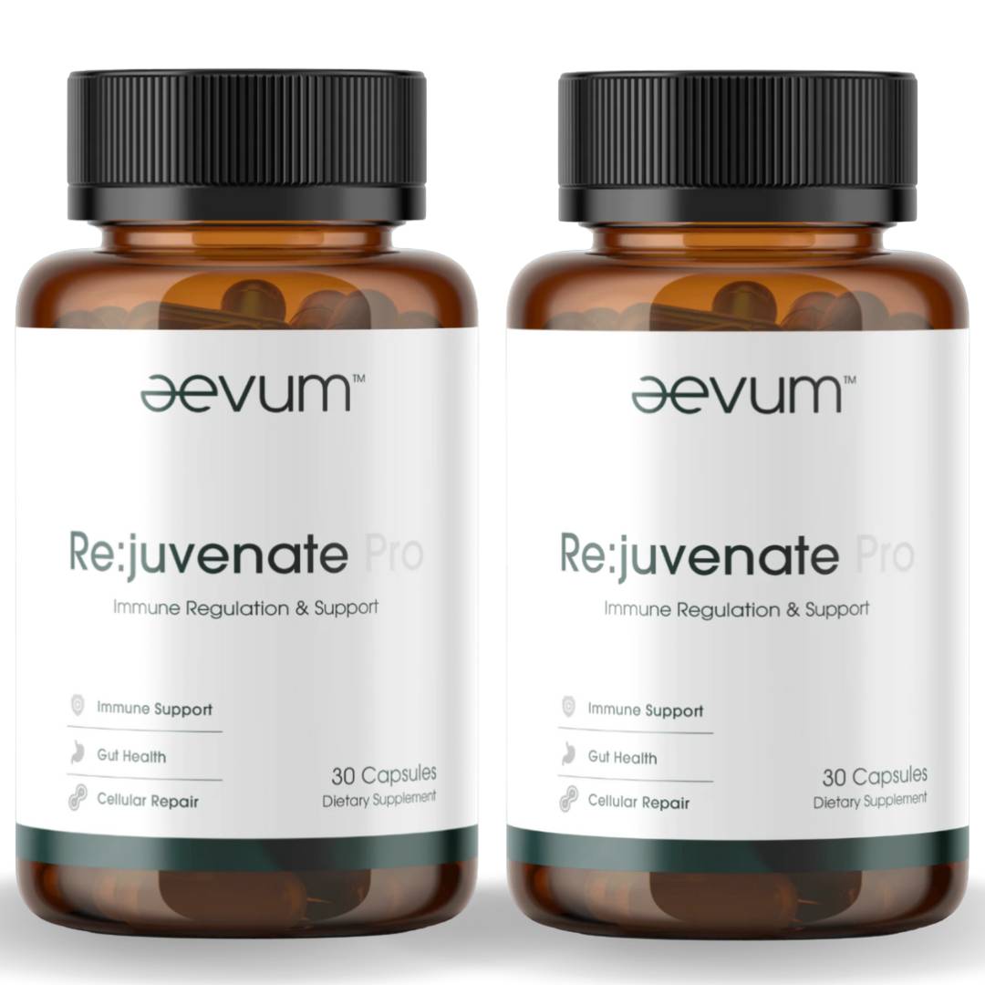 Aevum Rejuvenate Pro two-bottle pack for longevity, immune support, and cellular repair