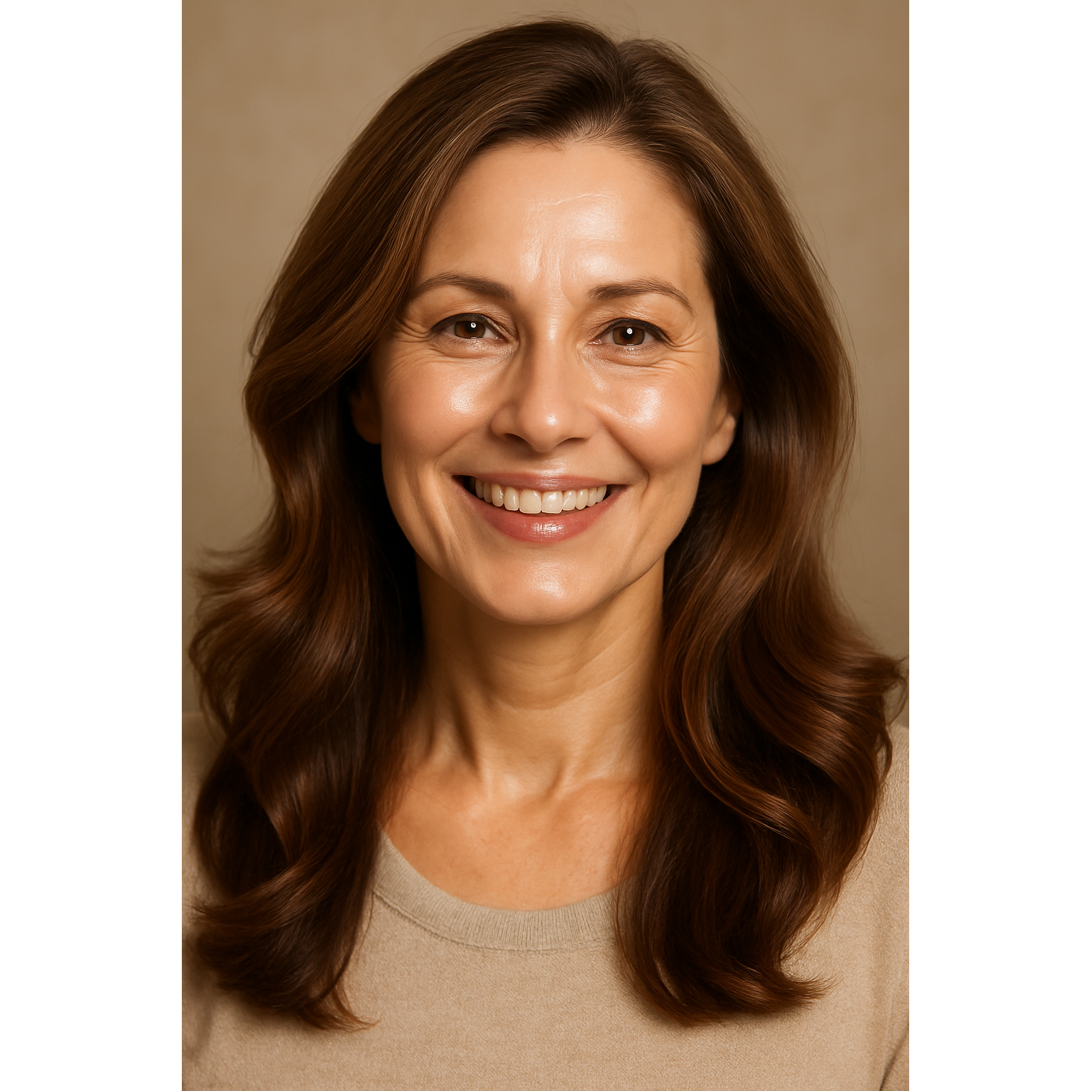 Healthy woman in her 50s with glowing skin and shiny hair, representing results from Rejuvenate Pro supplement