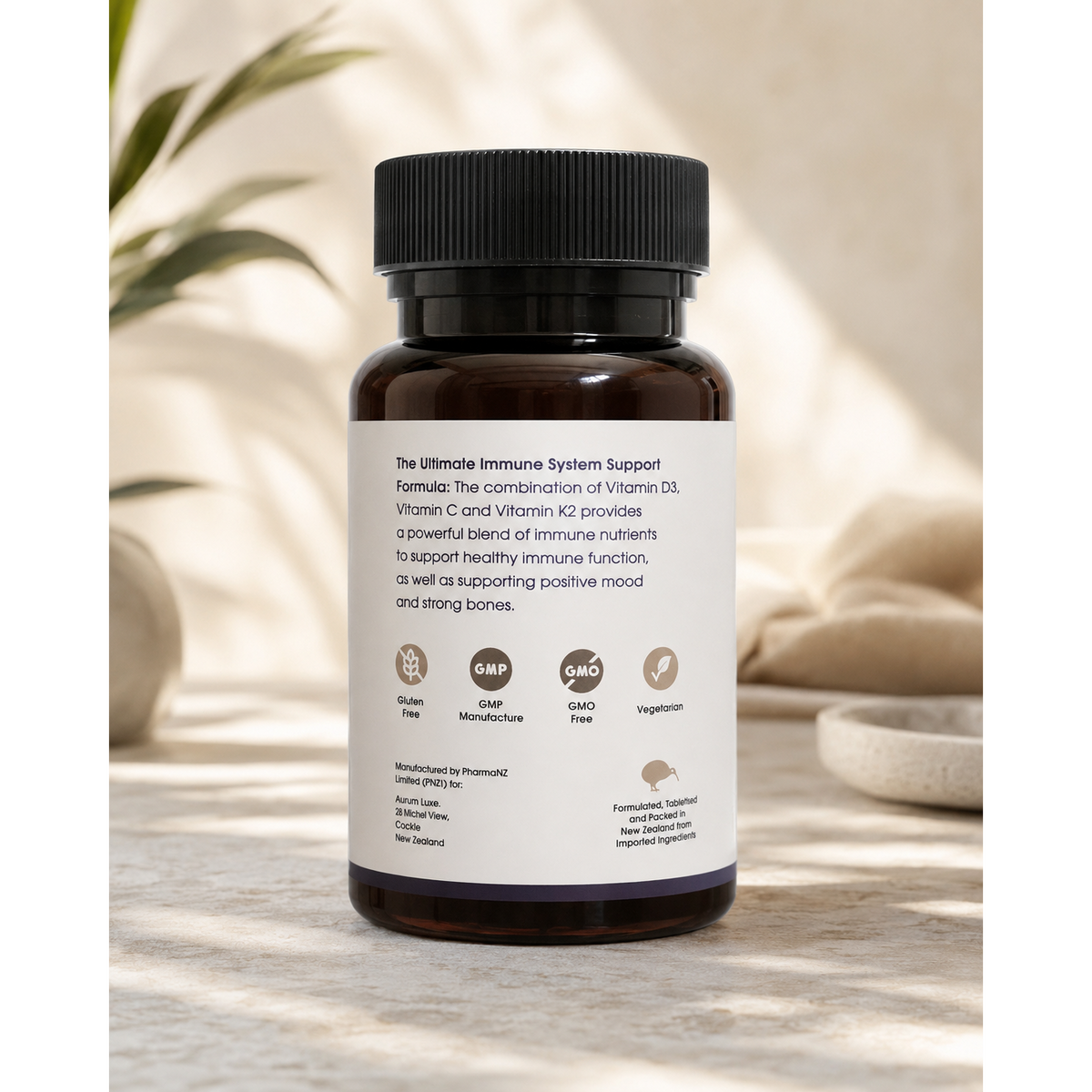 Vitamin D3 1000 IU with K2 (MK-7) & Vitamin C — Immune, Bone & Mood Support | 60 Chewables