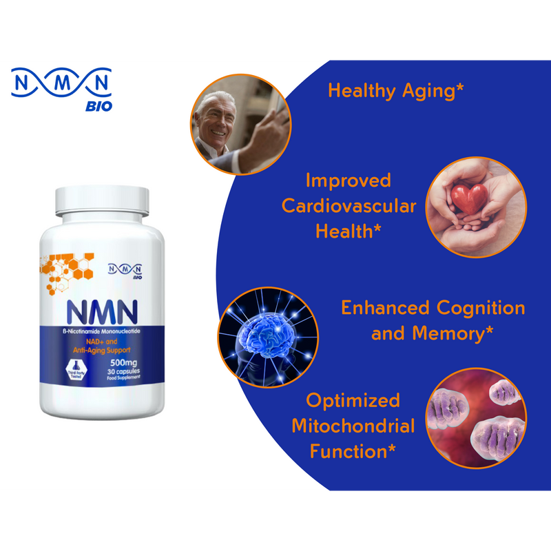 3 Bottles | NMN (beta Nicotinamide Mononucleotide) 500mg Capsules | 30 Capsules