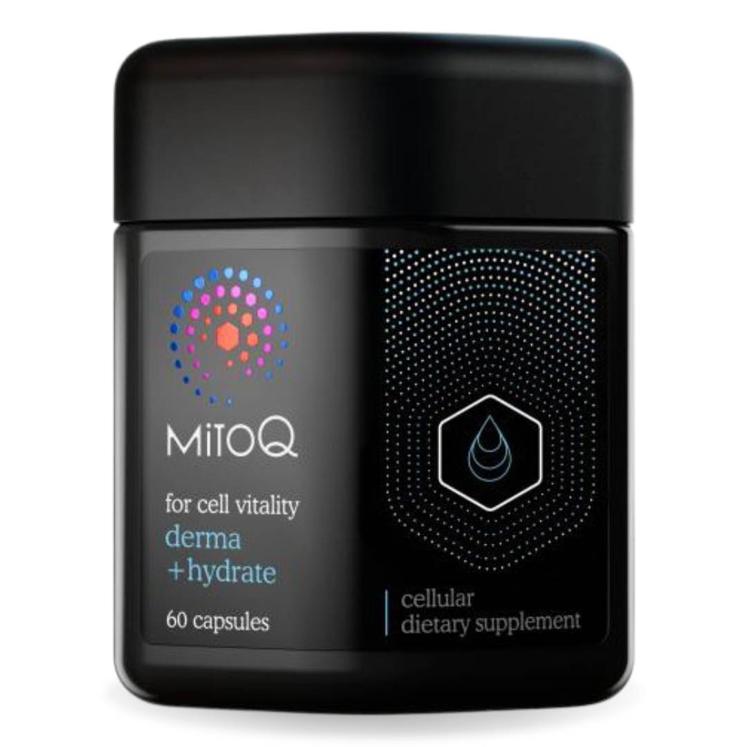 MitoQ Derma Hydrate supplement for skin hydration, collagen support, and antioxidant protection