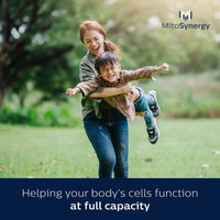 Happy woman and child outdoors representing vitality and energy from MitoSynergy cellular health supplements
