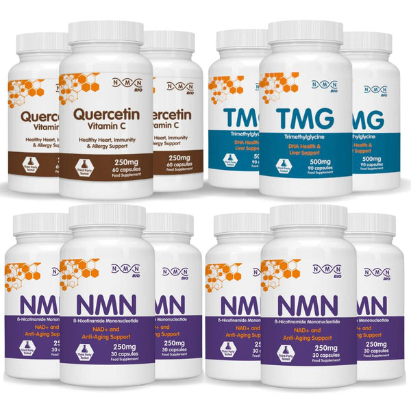 NMNBio Longevity Ultimate Pack – complete bundle with NMN, TMG, and Quercetin for advanced longevity
