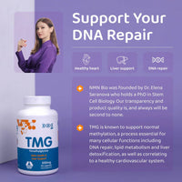 NMNBio TMG supplement supports DNA repair, liver detox, and heart health with 500mg Trimethylglycine
