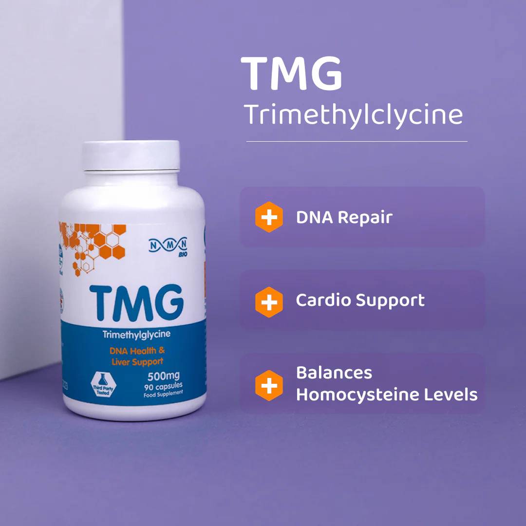 NMNBio TMG Trimethylglycine supplement for DNA repair, heart health, and homocysteine balance