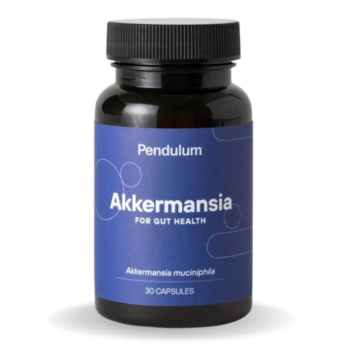 Pendulum Akkermansia supplement bottle for gut health, featuring Akkermansia muciniphila probiotics to support digestive balance and microbiome health.