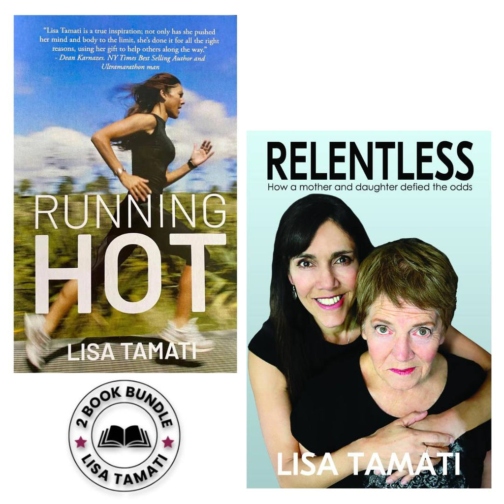 Book bundle featuring Running Hot and Relentless by Lisa Tamati, two powerful memoirs on endurance, resilience, and overcoming adversity