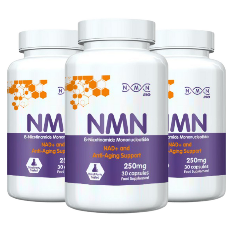 3  Bottles | NMN (beta Nicotinamide Mononucleotide) 250mg | 30 Capsules