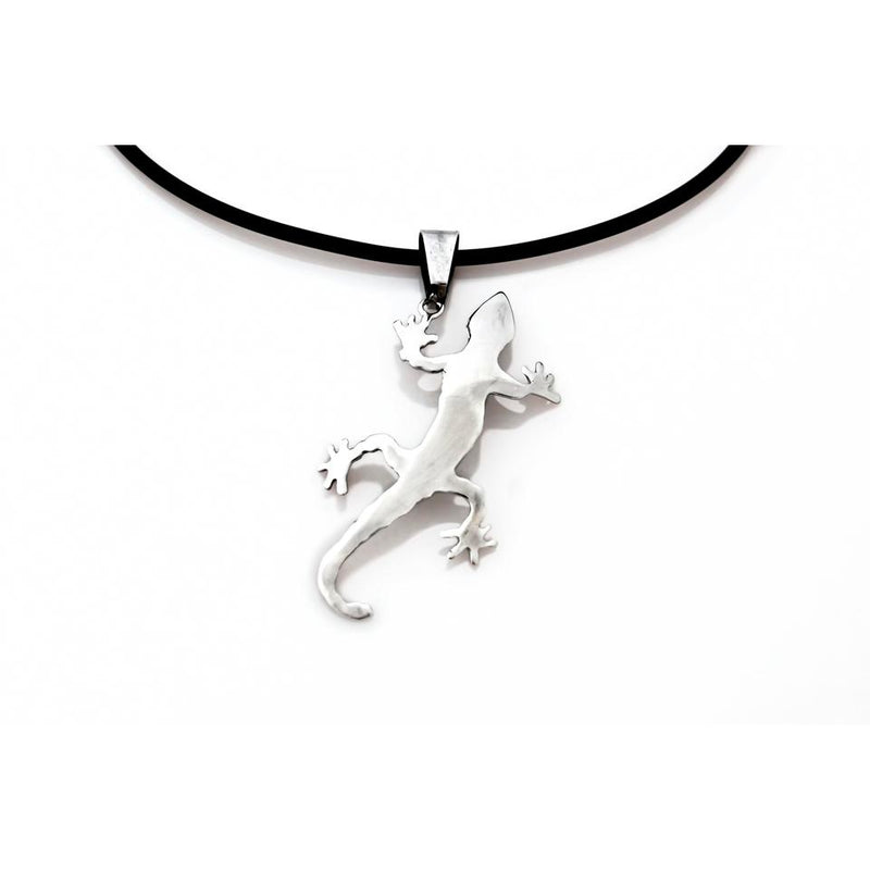 Tuatara (Lizard Native to New Zealand) Pendant on a Black Silicon Necklace