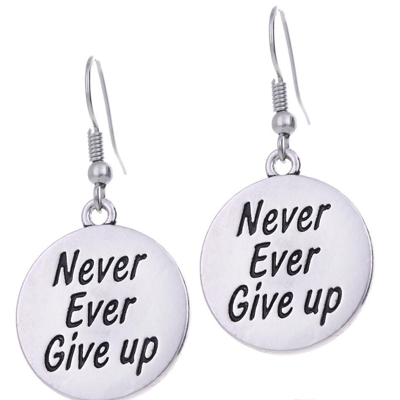 never ever give up earrings