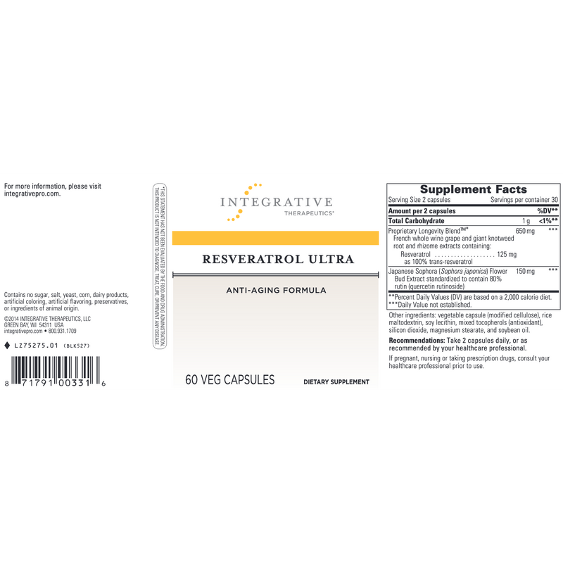 Resveratrol Ultra - Integrative Therapeutics - 60 Caps